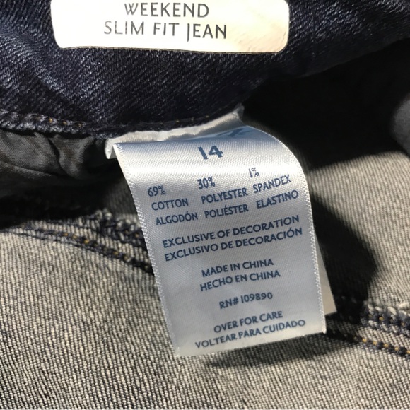 Seven7 Weekend Slim Fit Distressed Jean, Size 14 - Dark Blue Women's - Picture 8 of 9